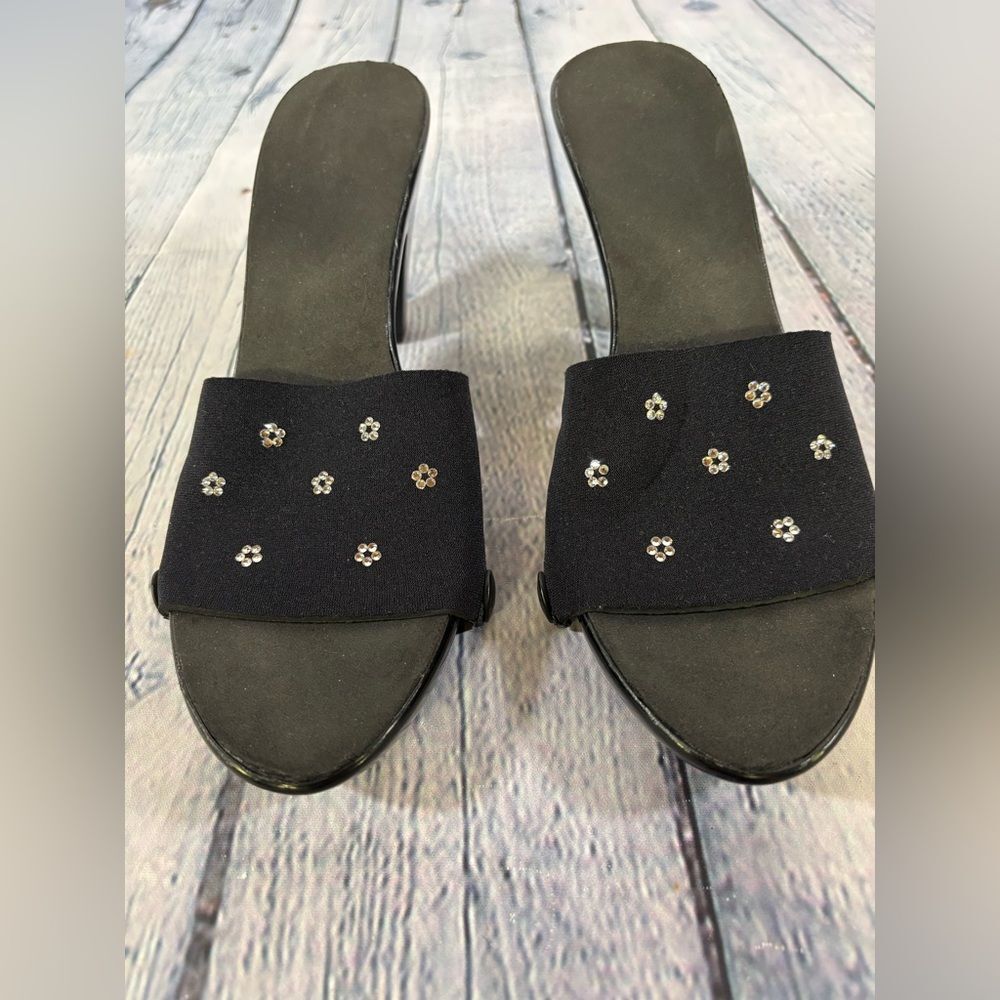 Onesole Chic Black Soft Neoprene Crystal Soft Step Interchangeable Y2K Shoes 8